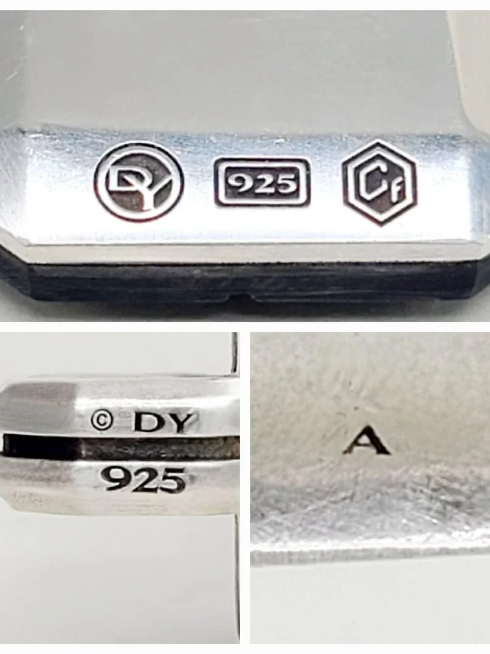 David Yurman Large Forged Carbon Inlay Dog Tag Pendant - 49mm
